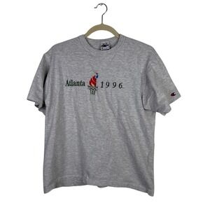 Vintage Champion 1996 Atlanta Olympics T-Shirt Kids Medium Heather Gray USA Made